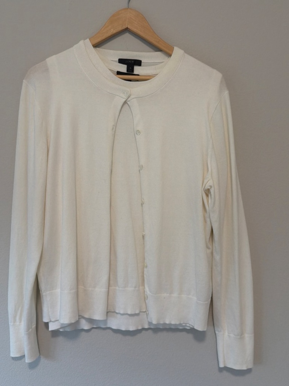 J. Crew Cream Button-Front Cardigan Sweater